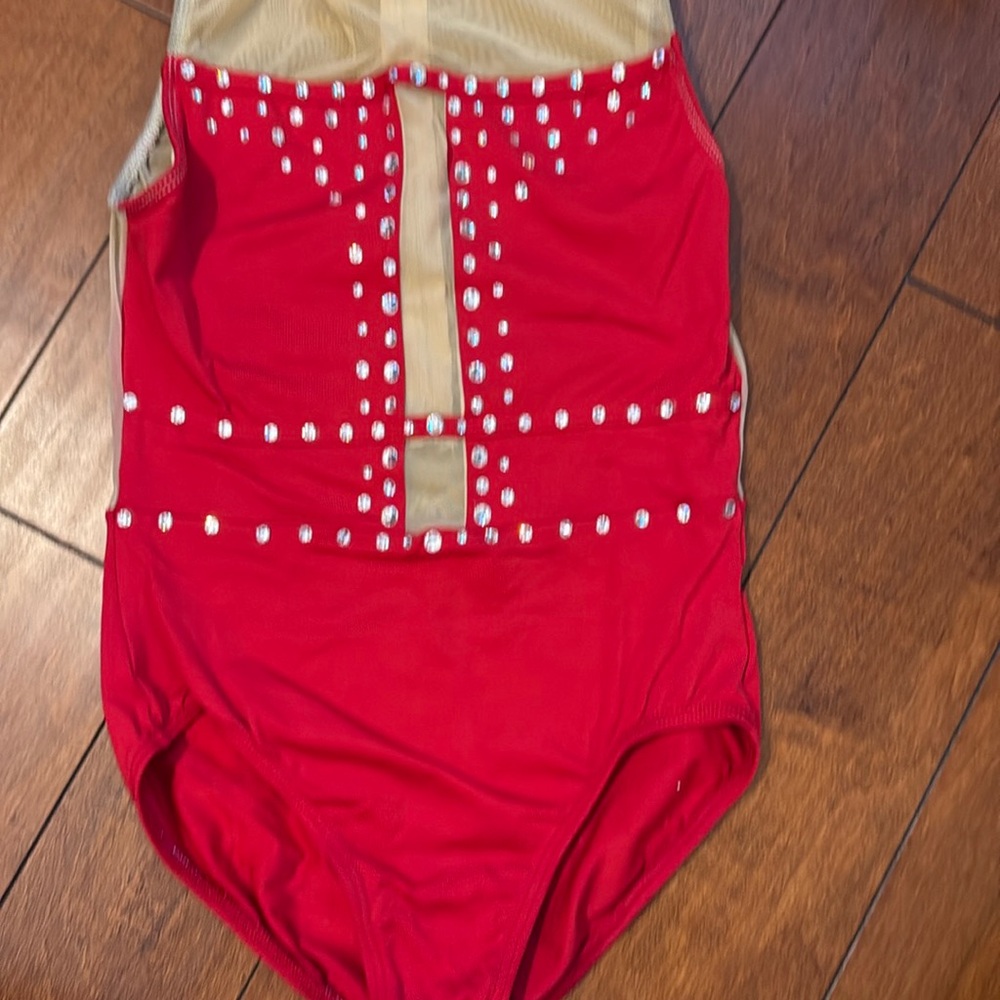 Motion wear leotard customized with Swarovski crystals, worn once